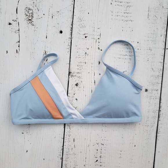 L* Space Light Blue Triangle Swimsuit Bikini Top Women's Size Small NEW - Picture 1 of 3